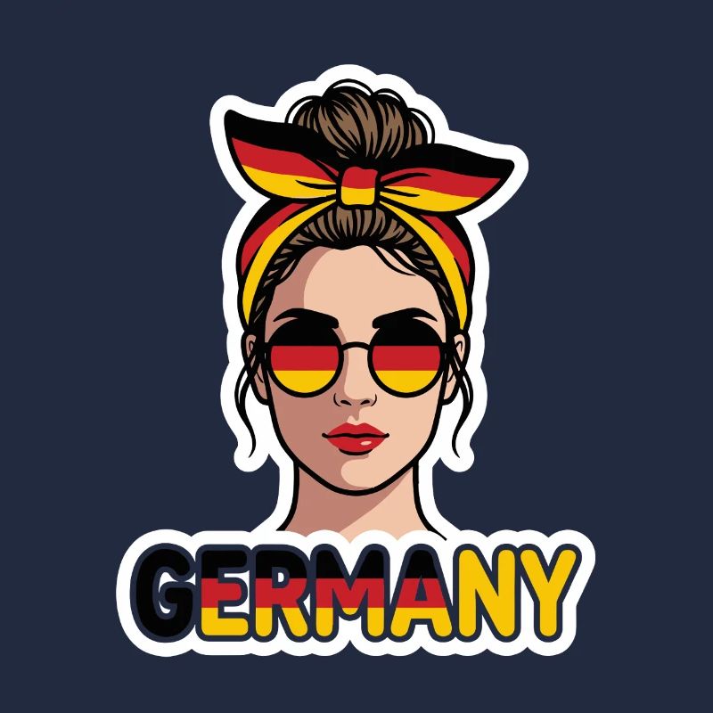 Fille allemande avec des lunettes de soleil drapeau