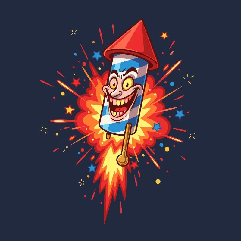 Laughing Rocket Cartoon Explosion