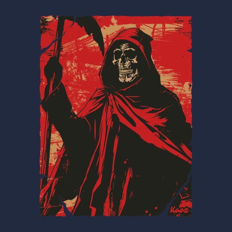 Red Shadow Grim Reaper Skull Skeleton