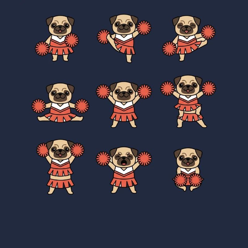 Funny Pug Cheerleader Team