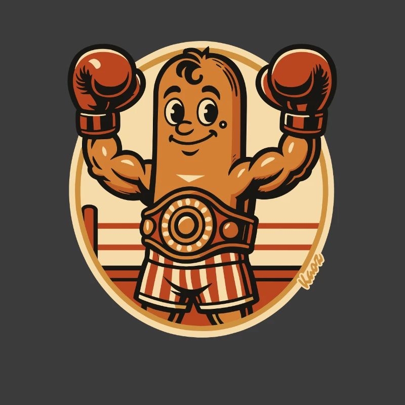 Boxende Boxer Wurst Figur mit Boxhandschuhen