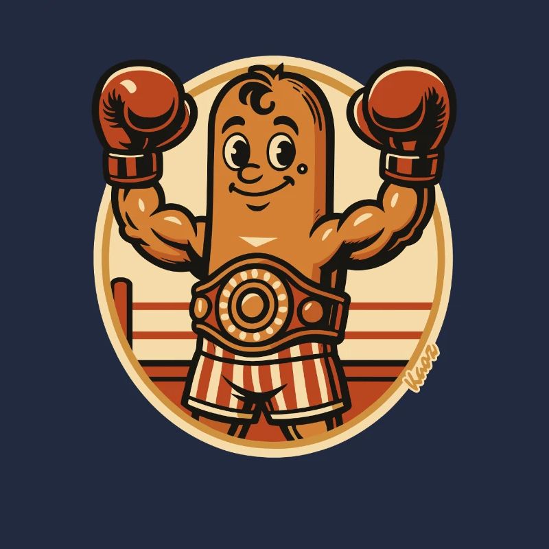 Boxende Boxer Wurst Figur mit Boxhandschuhen