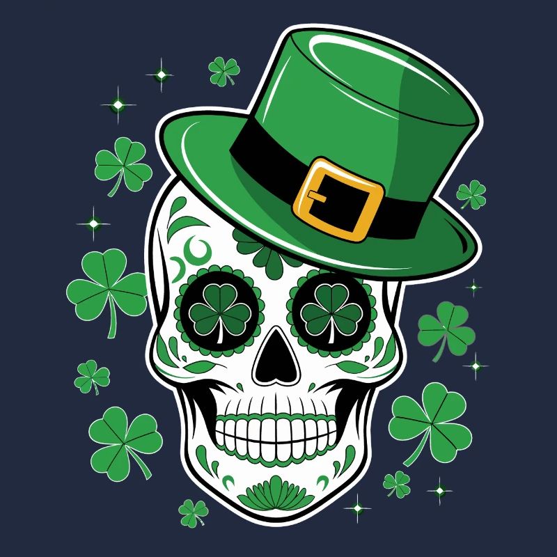 Grüner Totenkopf mit St Patrick Hut