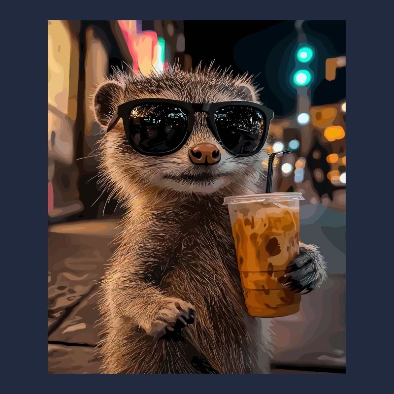 Suricate avec café de nuit et lunettes de soleil