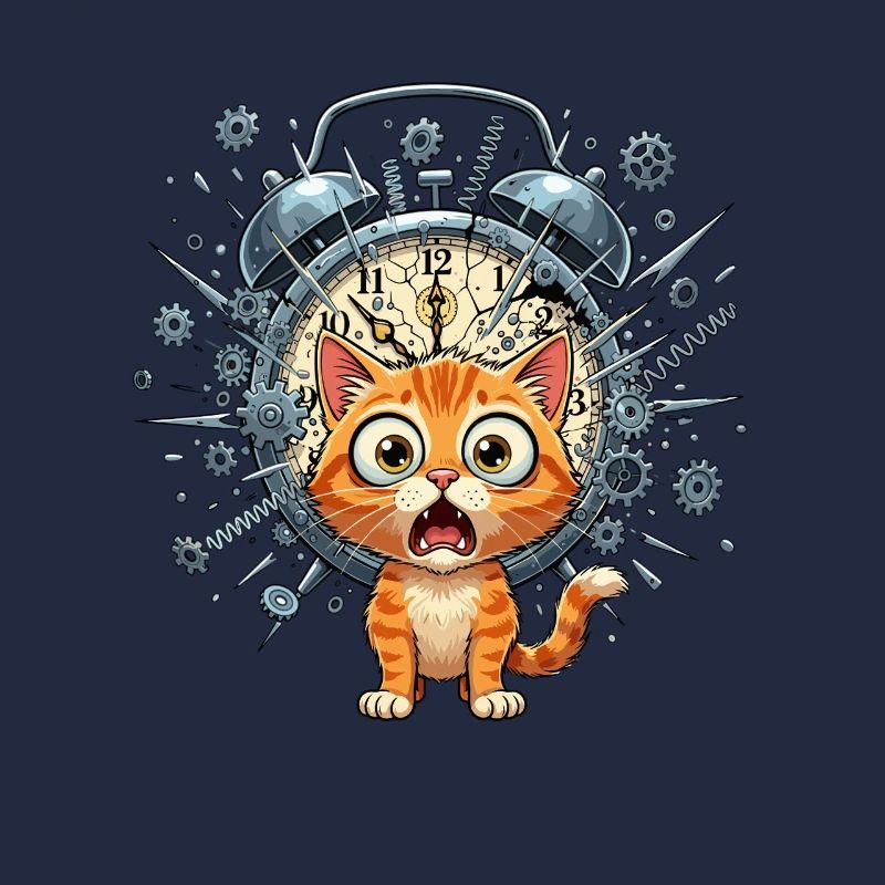 Steampunk cat in front of clockwork