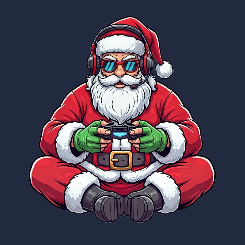 Gamer Weihnachtsmann Spielt Videospiel-Controller