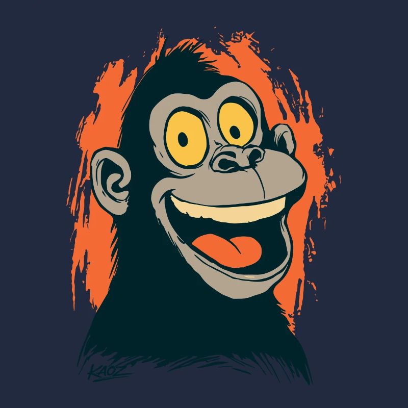 Comic Affenkopf mit gelbem Blick