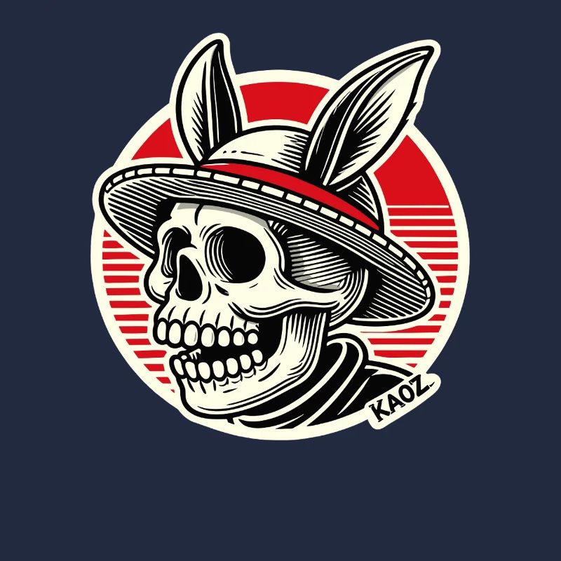 Skull with hat and rabbit ears