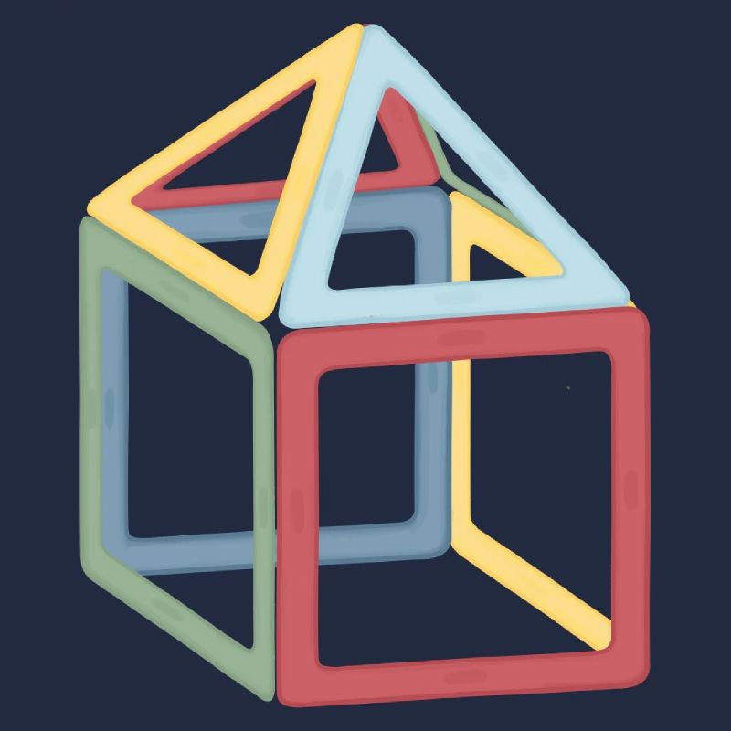 Colorful Cube Block Composition