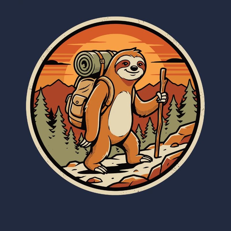 Faultier Wanderer Retro Badge