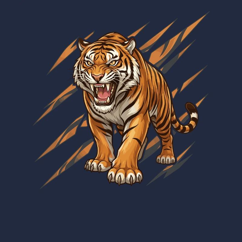 Wild tiger in scratch pattern
