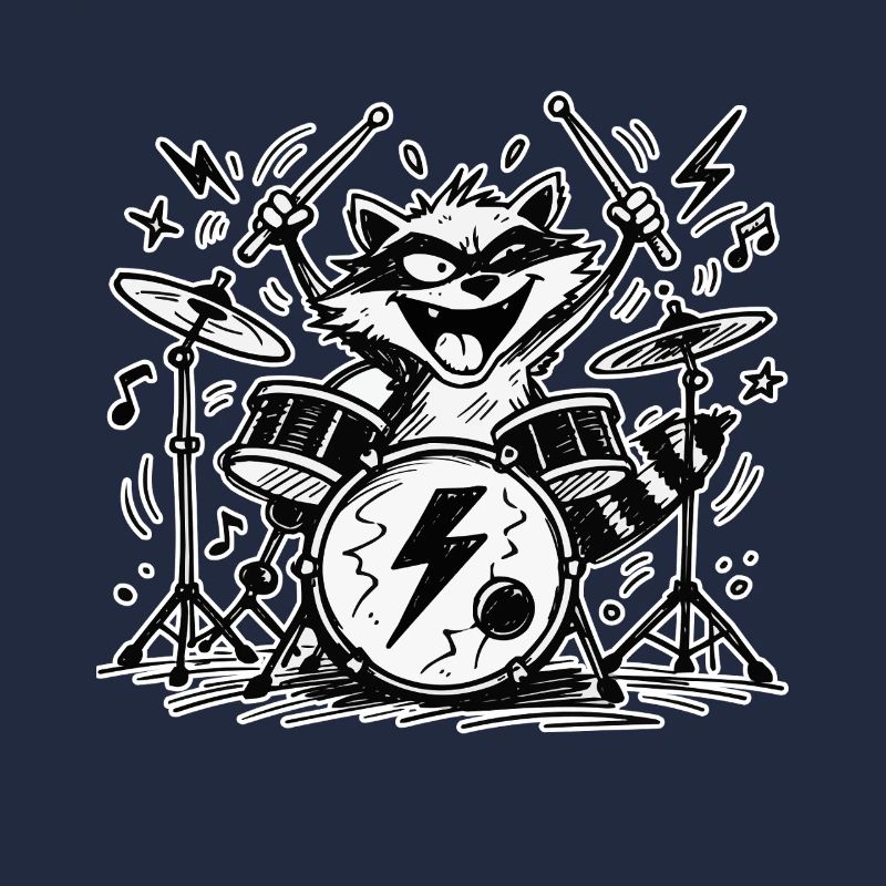 Waschbär-Drummer Comic-Takt