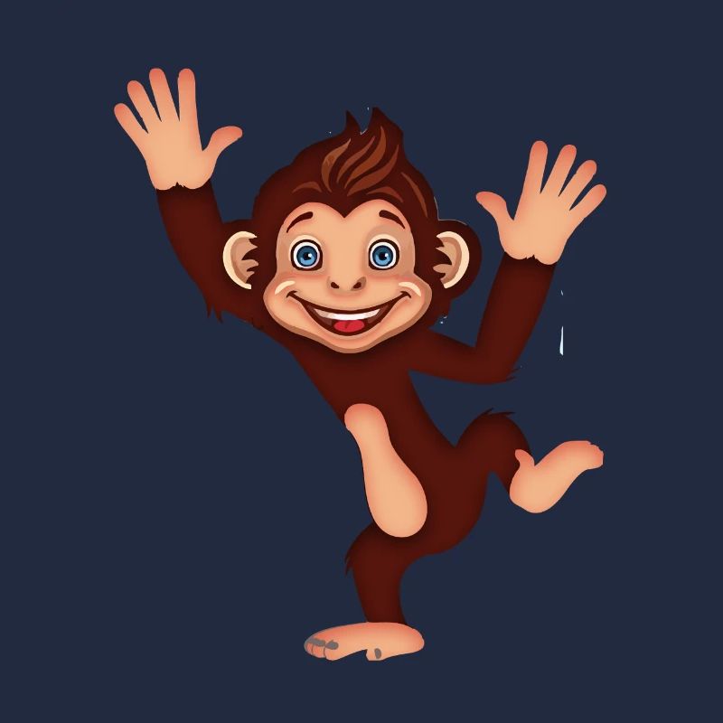 Dessin animé mignon de la jungle du singe dansant joyeux
