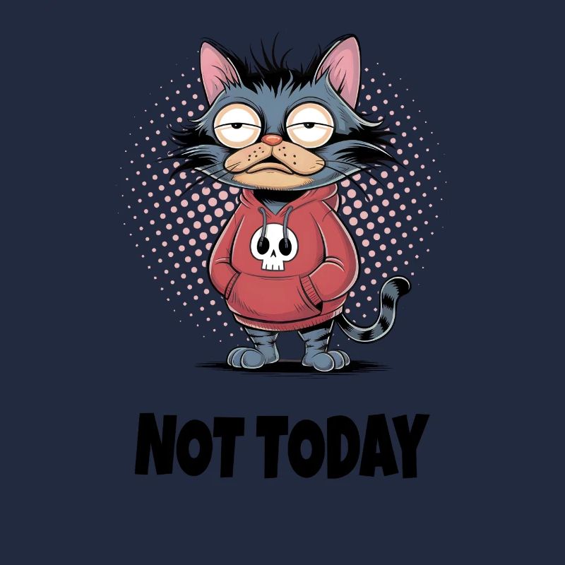 Tired Cat Not Today – Cat Humor