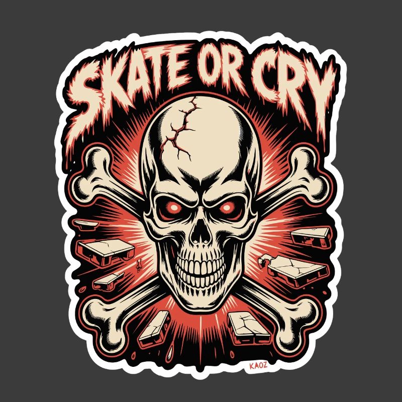 Skate- oder Cry-Skull-Tee-Design