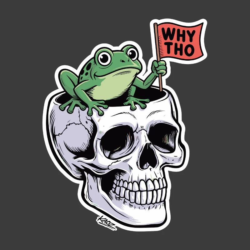 Frog on Skull: Why Tho Sticker