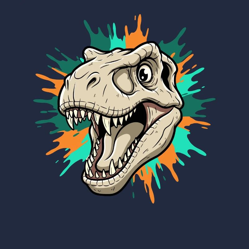 T-Rex Kopf mit Farbspritzern