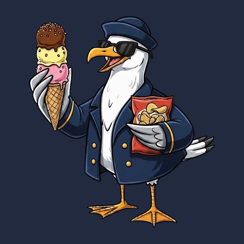 Cooler Möwenkapitän Mit Eis Und Chips