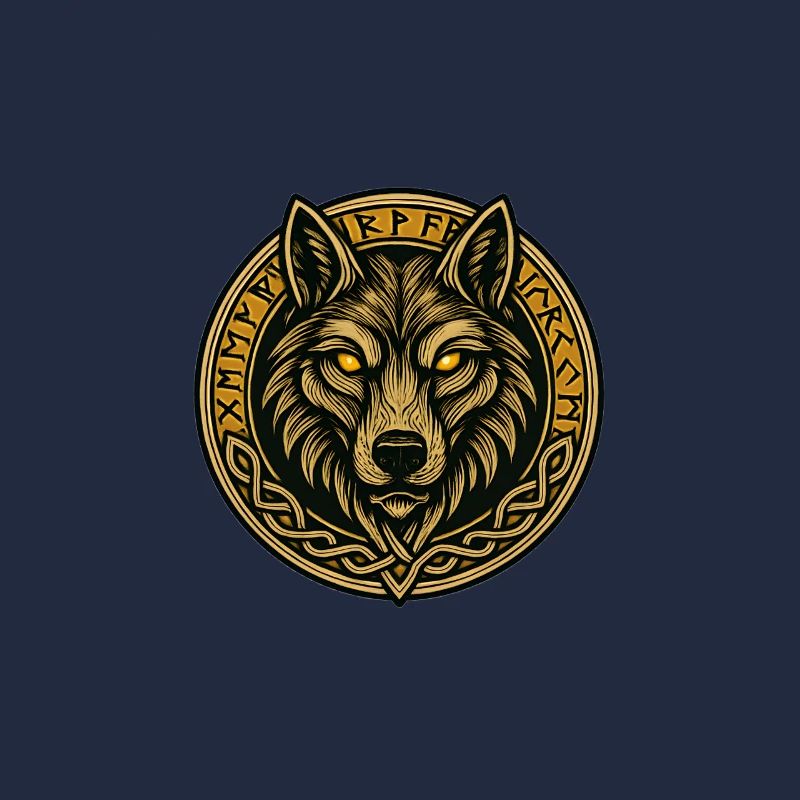 Wolf medallion with rune ring