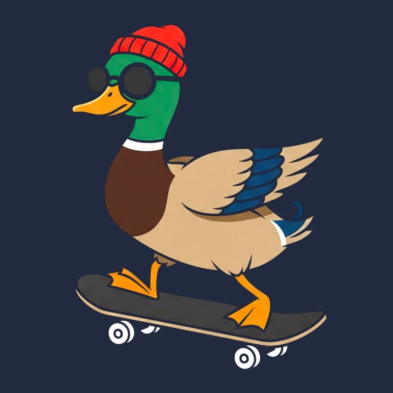 Skate-Duck with hat and sunglasses