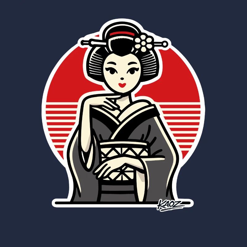 Geishas dans une illustration de cercle rouge