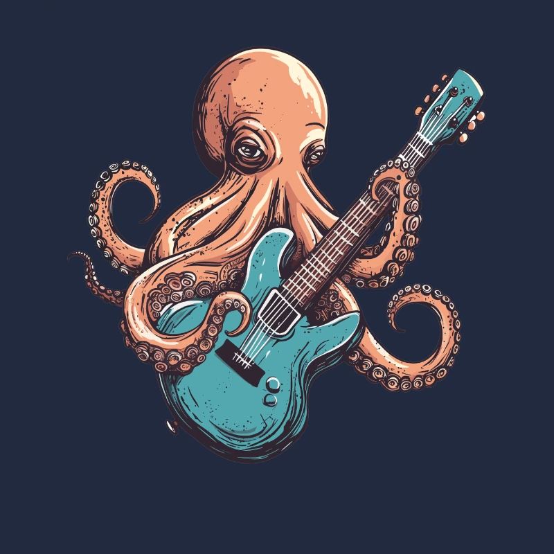 Tintenkrake mit E-Gitarre