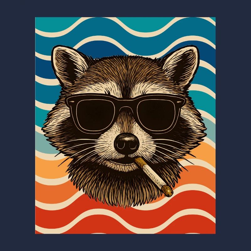 Waschbär mit Sonnenbrille Zigarette