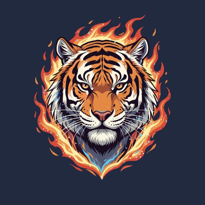 Flammen Tiger Kopf