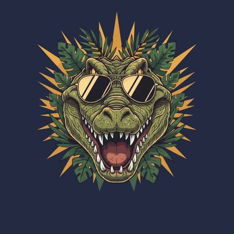 Tropical crocodile with sunglasses