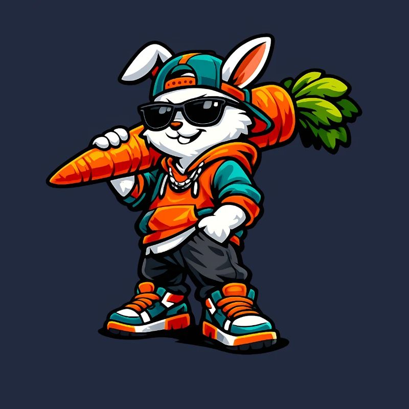Funny Easter Bunny with Carrot Rabbit