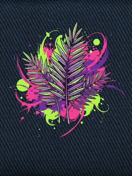 Neon Tropenblatt mit Farbspritzern