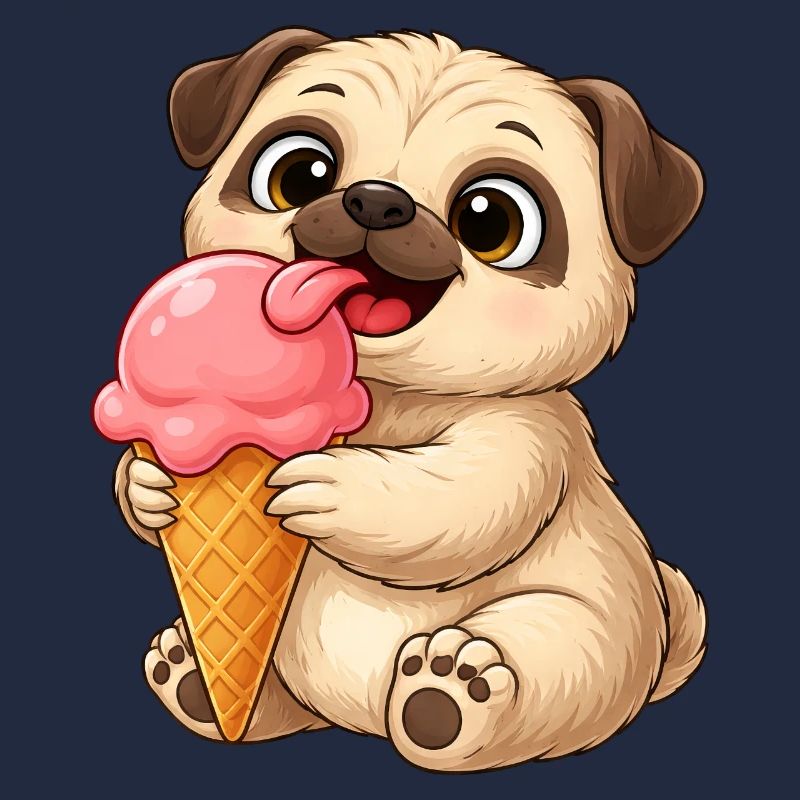 Dessin animé de chien mignon avec de la glace