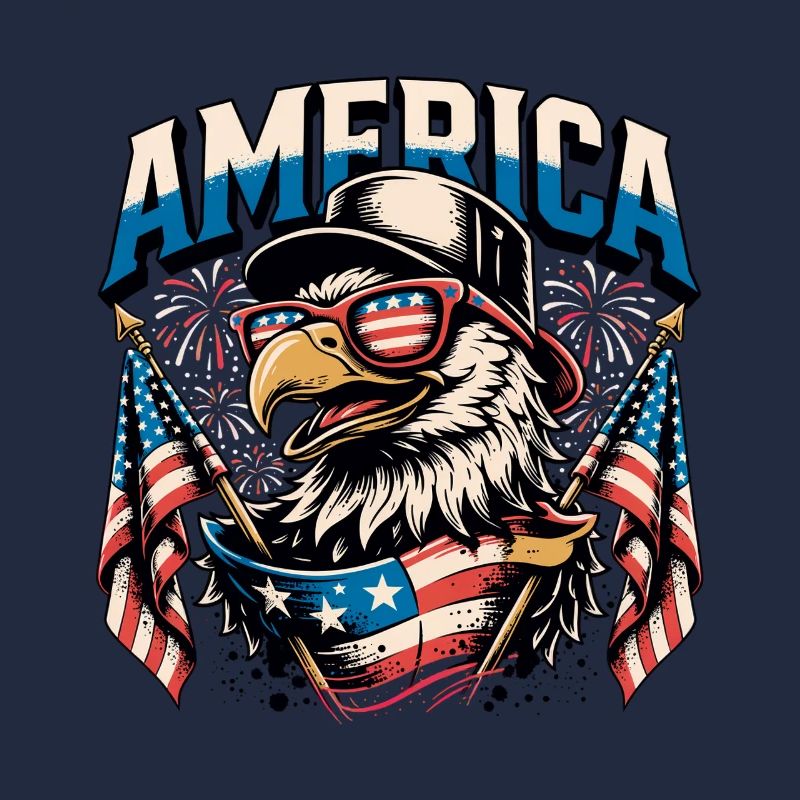 Patriotischer Adler mit Fahnen
