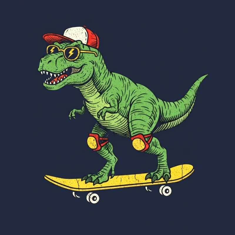 Dino Skateboarder Rétro