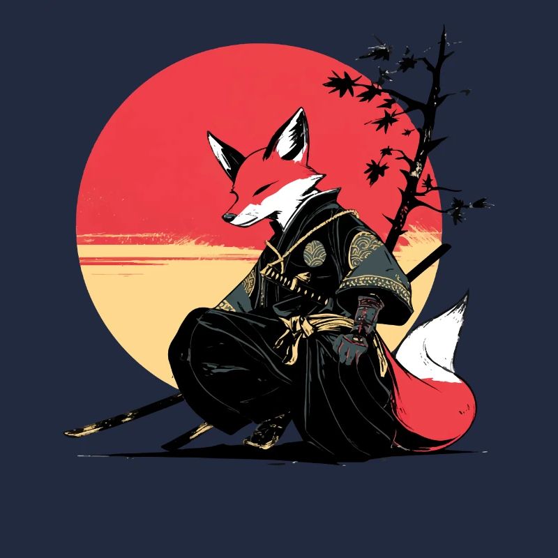 Fox Samurai au coucher du soleil