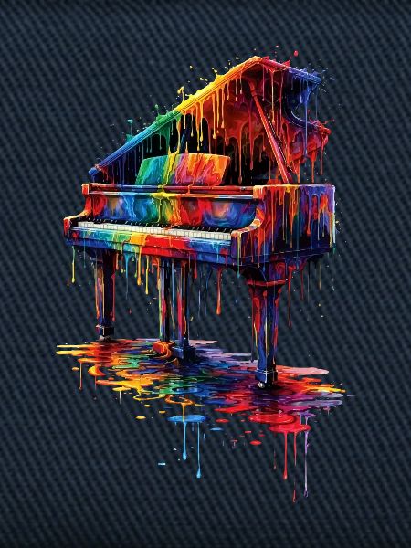 Piano with dripping paint