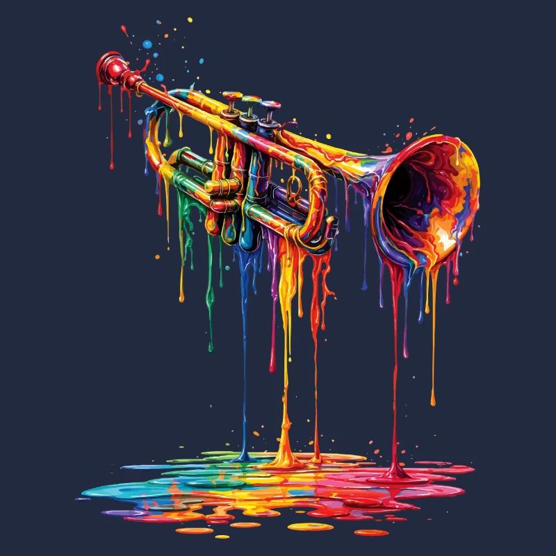 Trompette avec de la peinture qui goutte