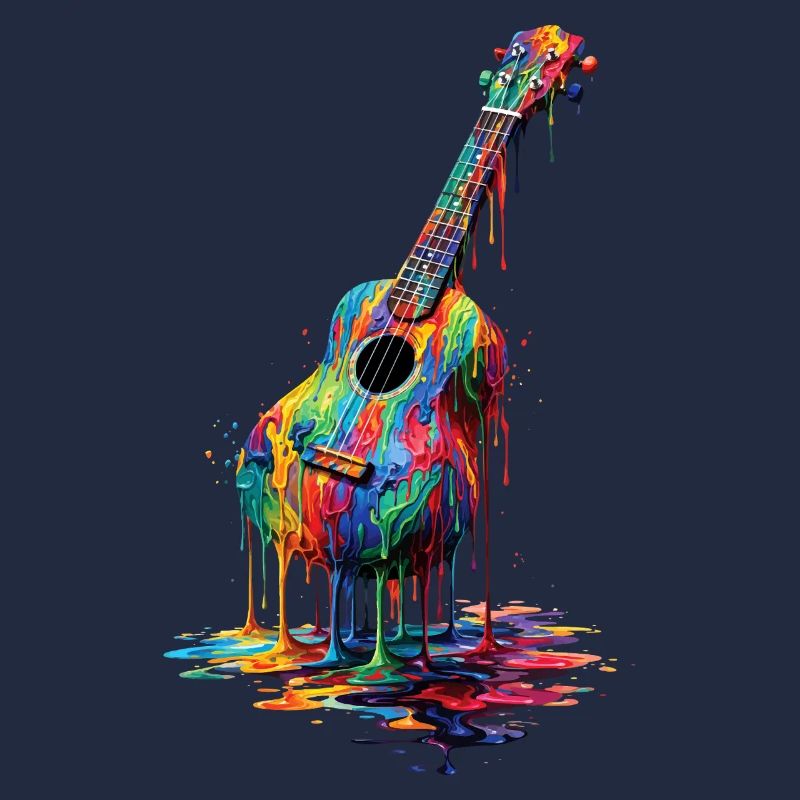 Ukulélé avec de la peinture qui goutte