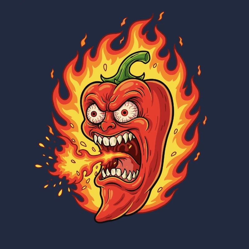 Flammenpeperoni Wütendes Gesicht