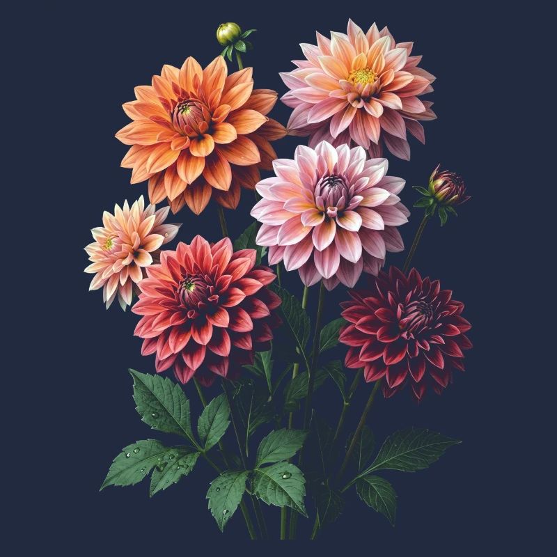 Collection colorée de fleurs de dahlia