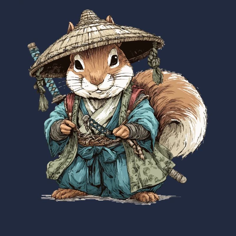 Squirrel Samurai in Blue Kimono