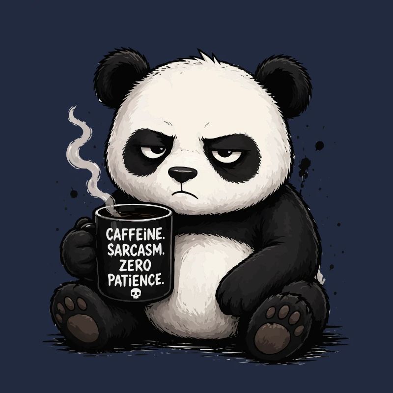 Kaffeepanda mit Sarkasmus