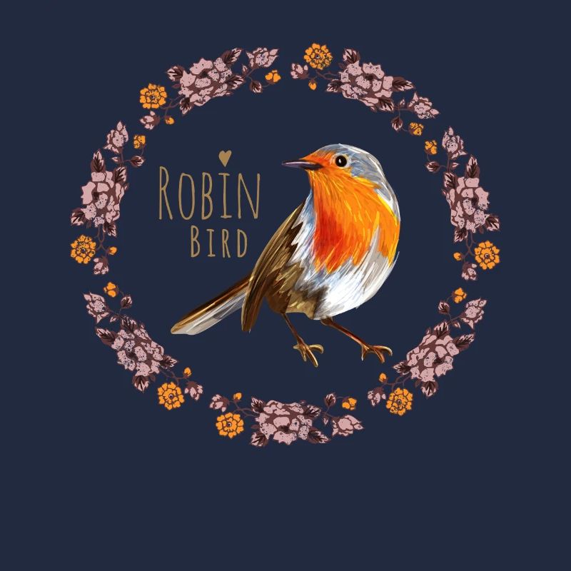 Oiseau rouge-gorge avec design de fleurs botaniques