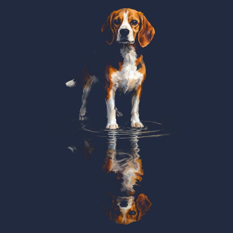 Beagle am Wasserspiegel