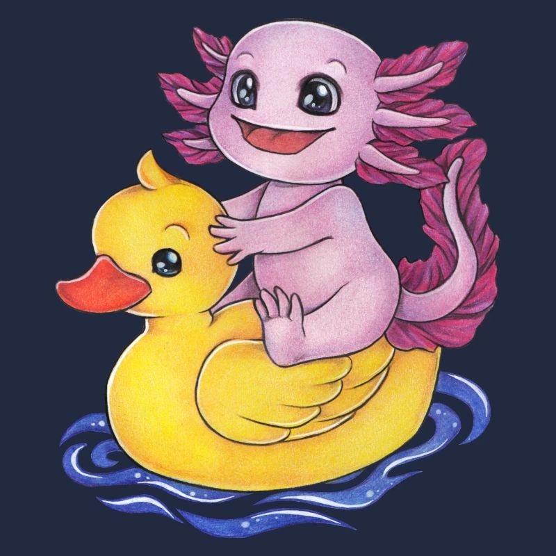 Cute Axolotl with Rubber Duck Funny