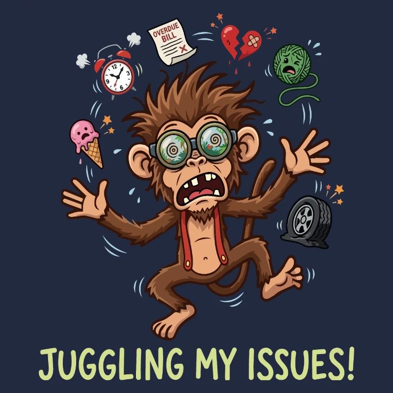 Juggling My Issues Funny Stressed Monkey Design