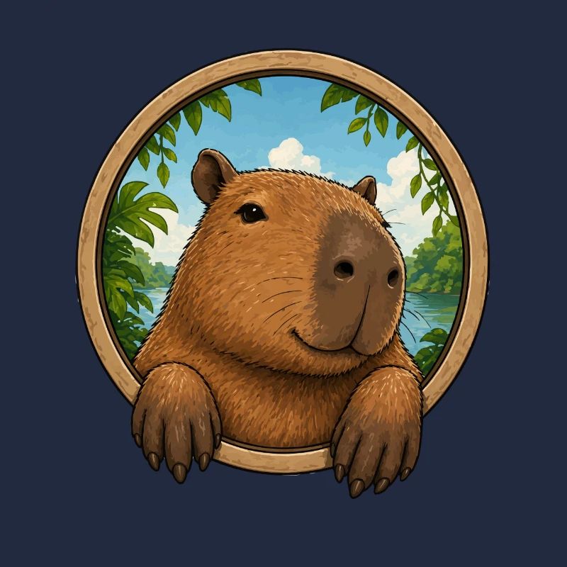 Cuddly capybara in frame
