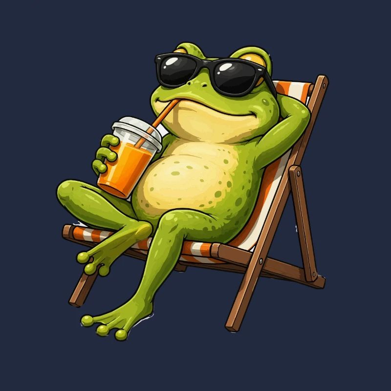 Relaxed frog in beach chair