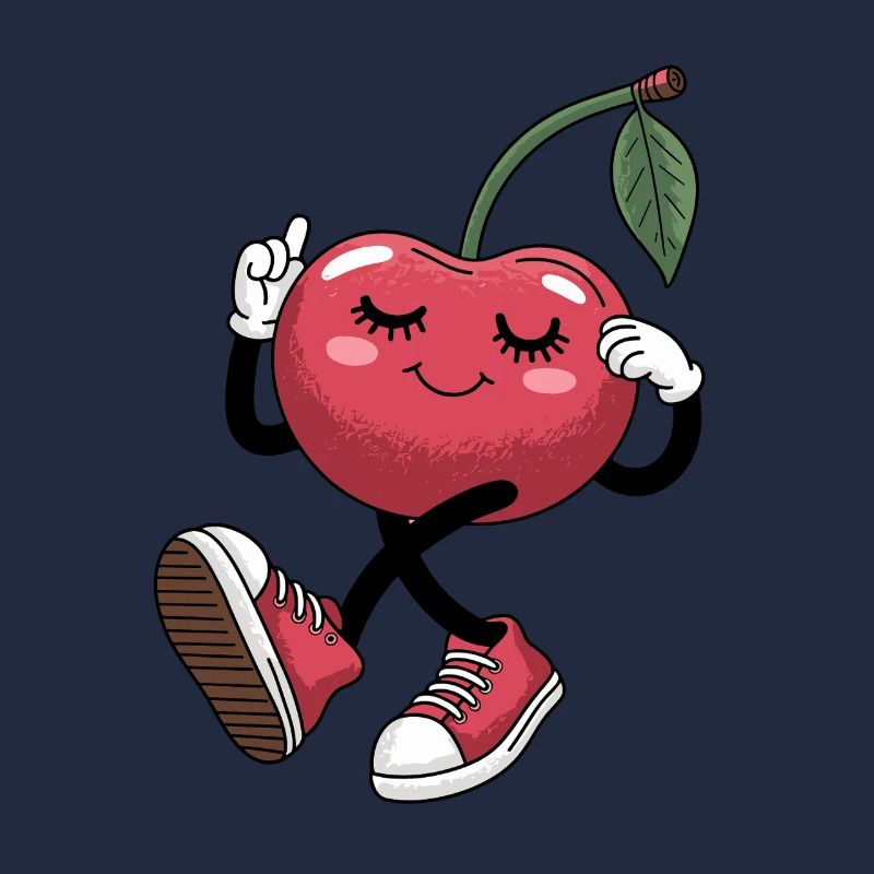Dancing cherry with sneakers cheerful