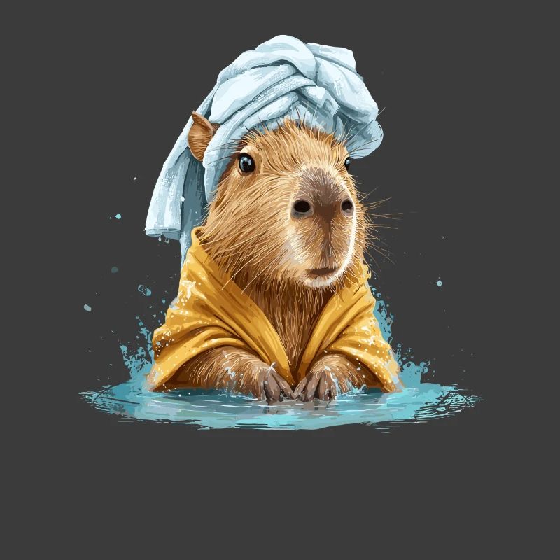 Kapybara en serviette de bain et peignoir